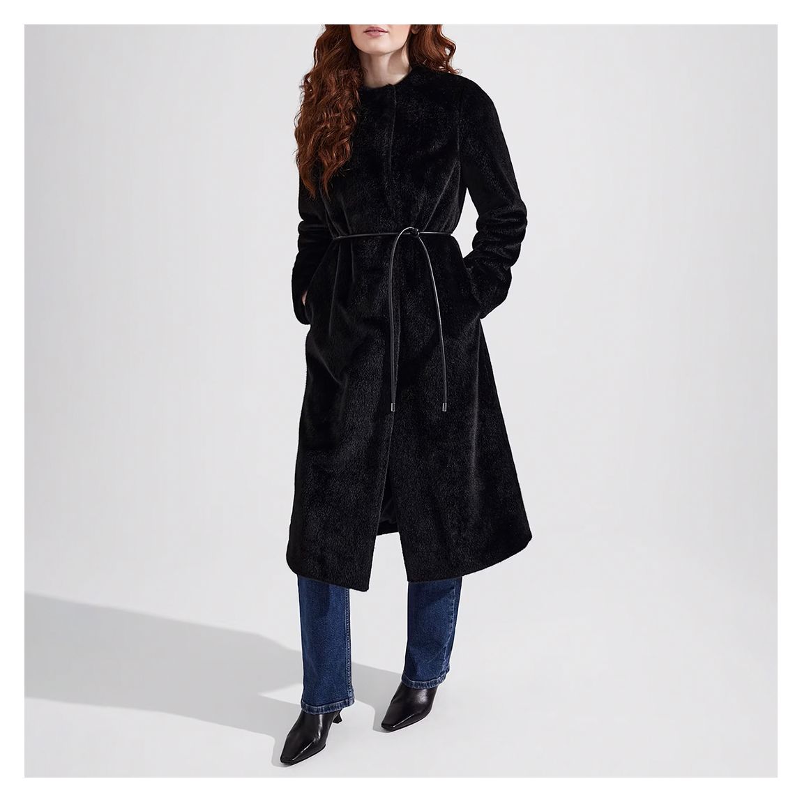 Black Robin Faux Fur Coat main product photo
