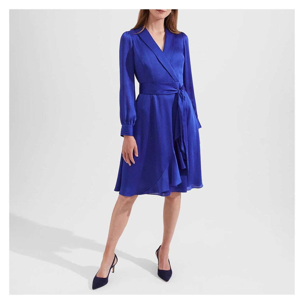 Blue Sally Satin Fit and Flare Dress main product photo