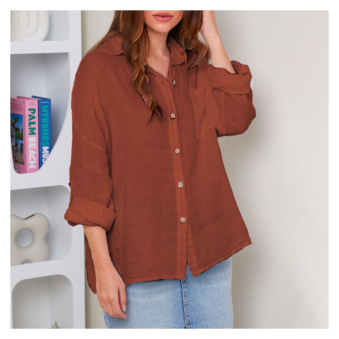 Rust Linen Shirt main product photo