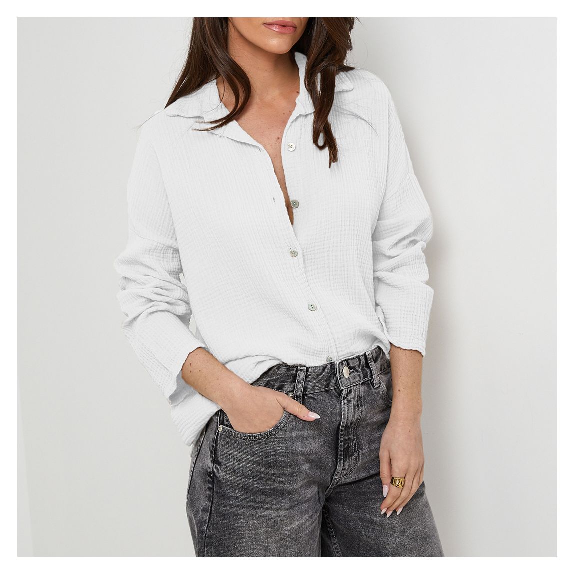 White Linen Oversized Shirt main product photo