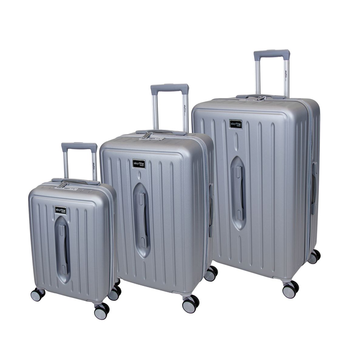 Silver Modern Trunk 55/67/77cm 3-Piece Suitcase Set main product photo