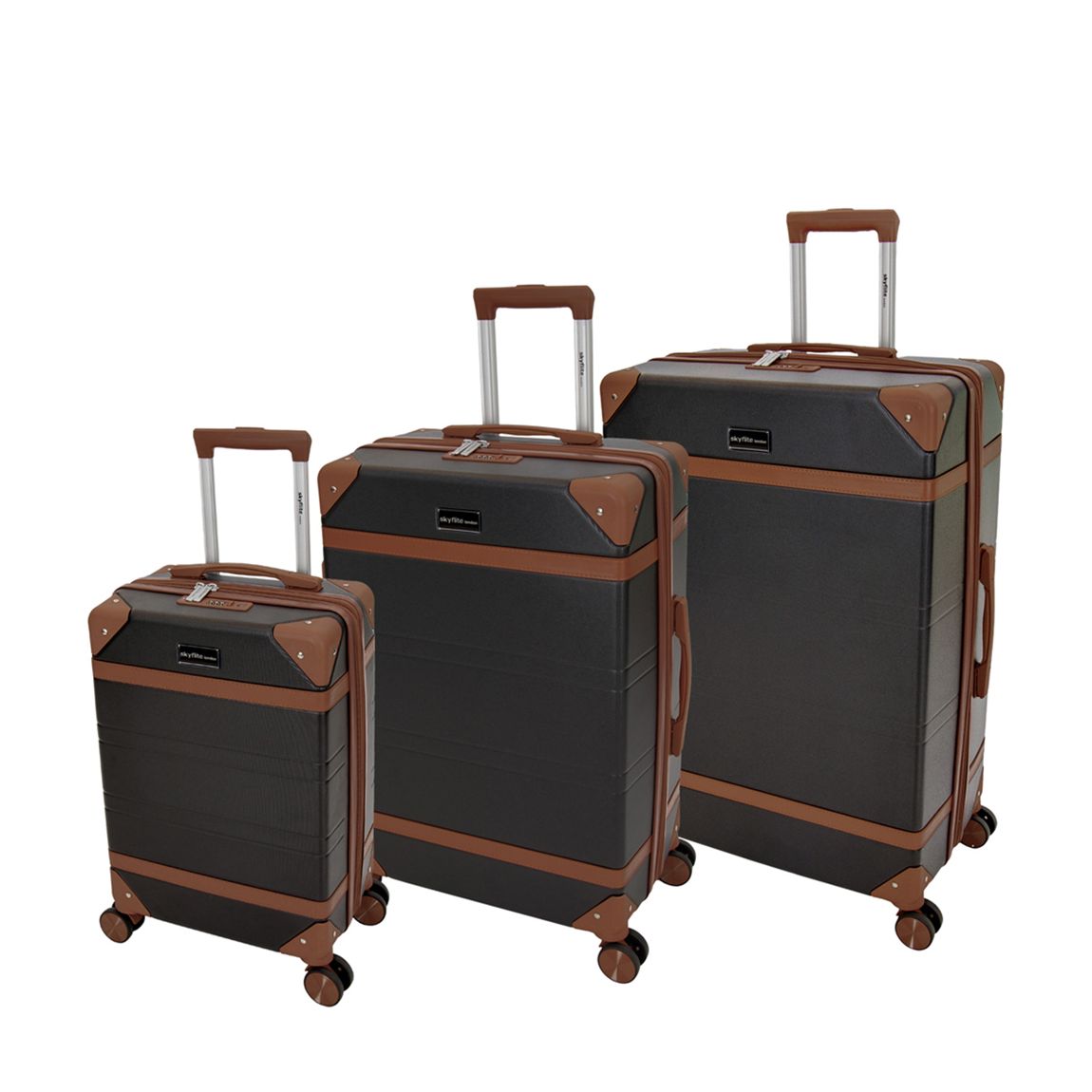 Black Retro 55/67/77cm 3-Piece Suitcase Set main product photo
