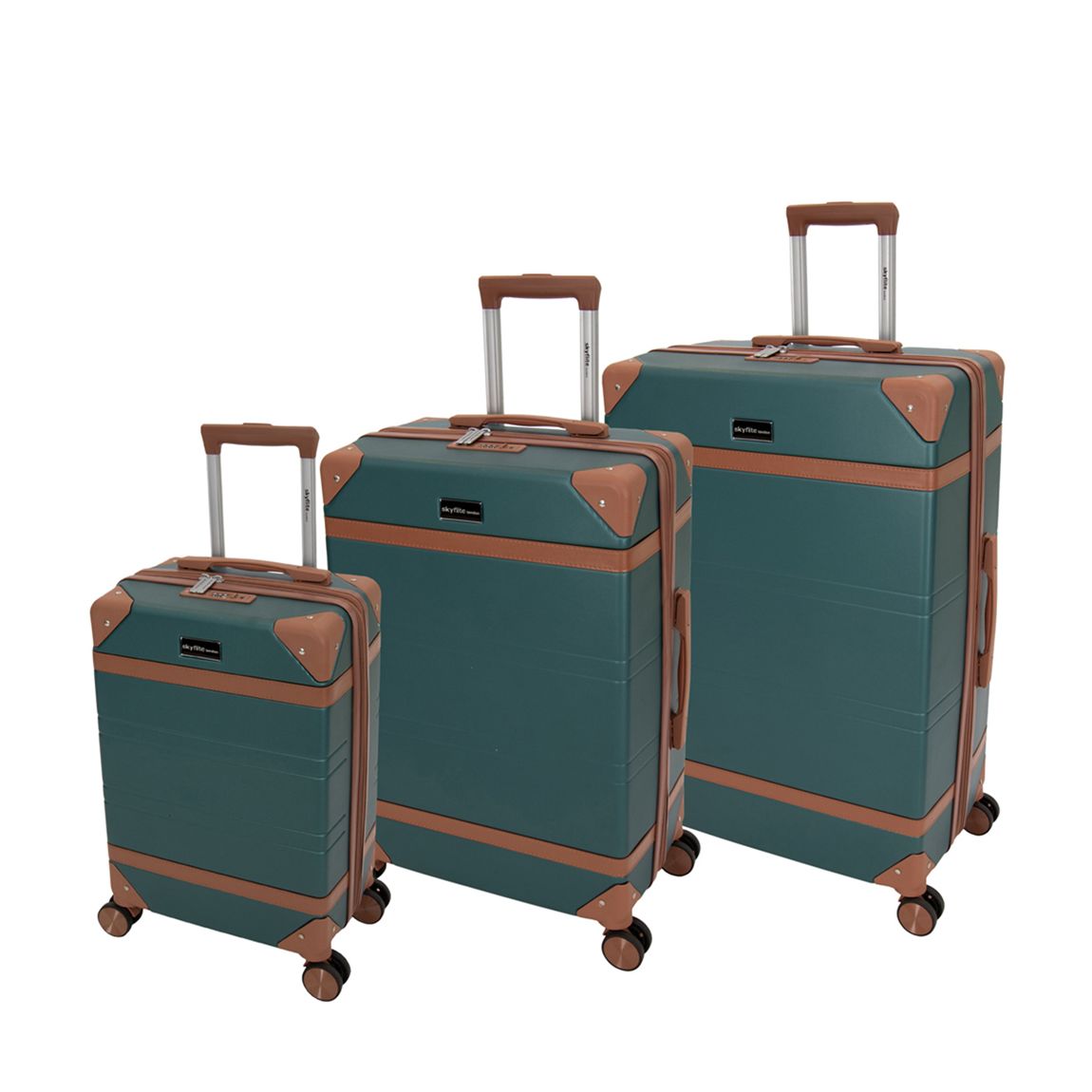 Pine Green Retro 55/67/77cm 3-Piece Suitcase Set main product photo