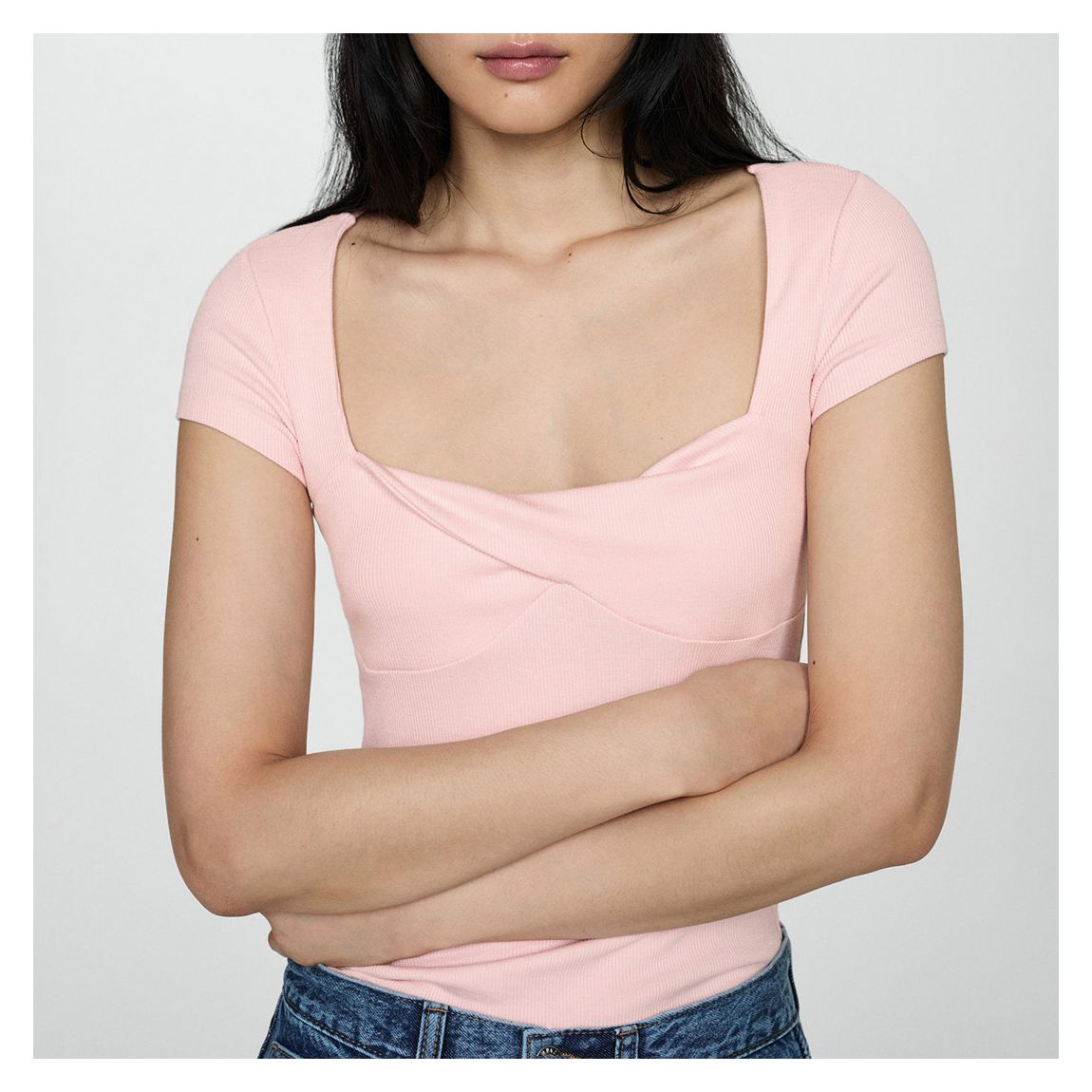 Pale Pink Drape Neck Top main product photo