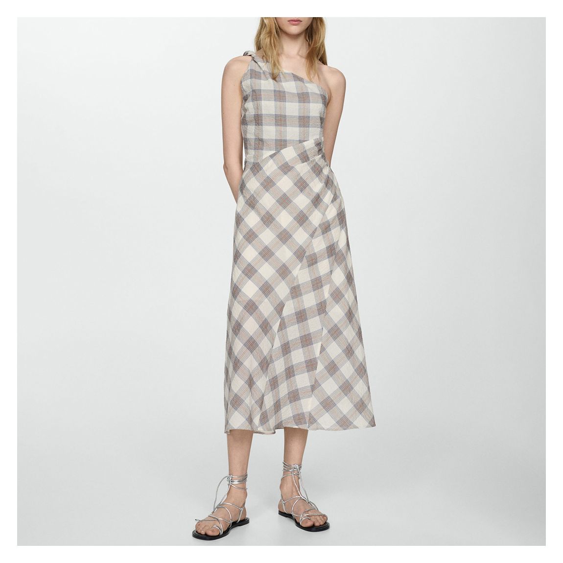 Grey Check Asymmetric Dress main product photo