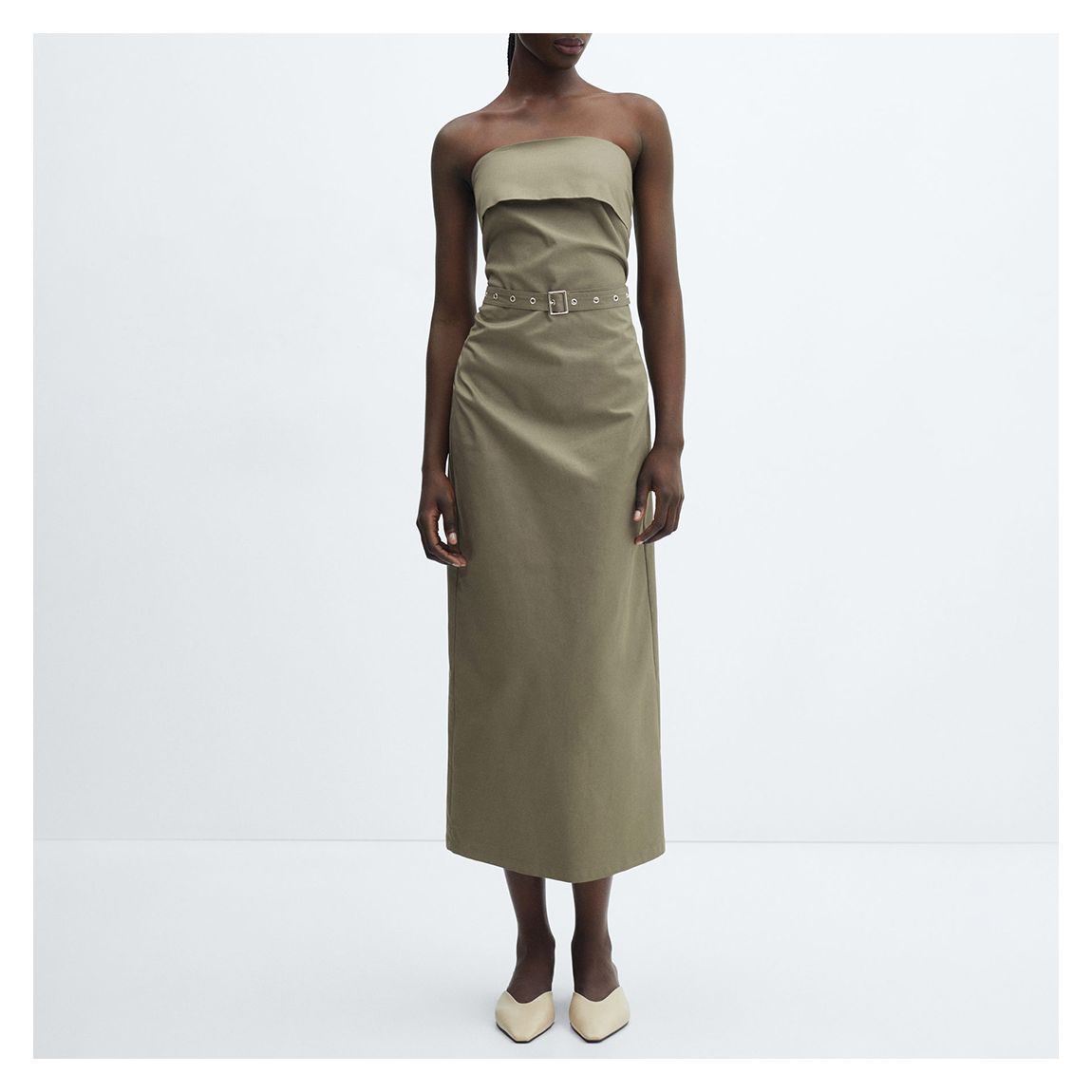 Khaki Bandeau Belted Midi Dress main product photo