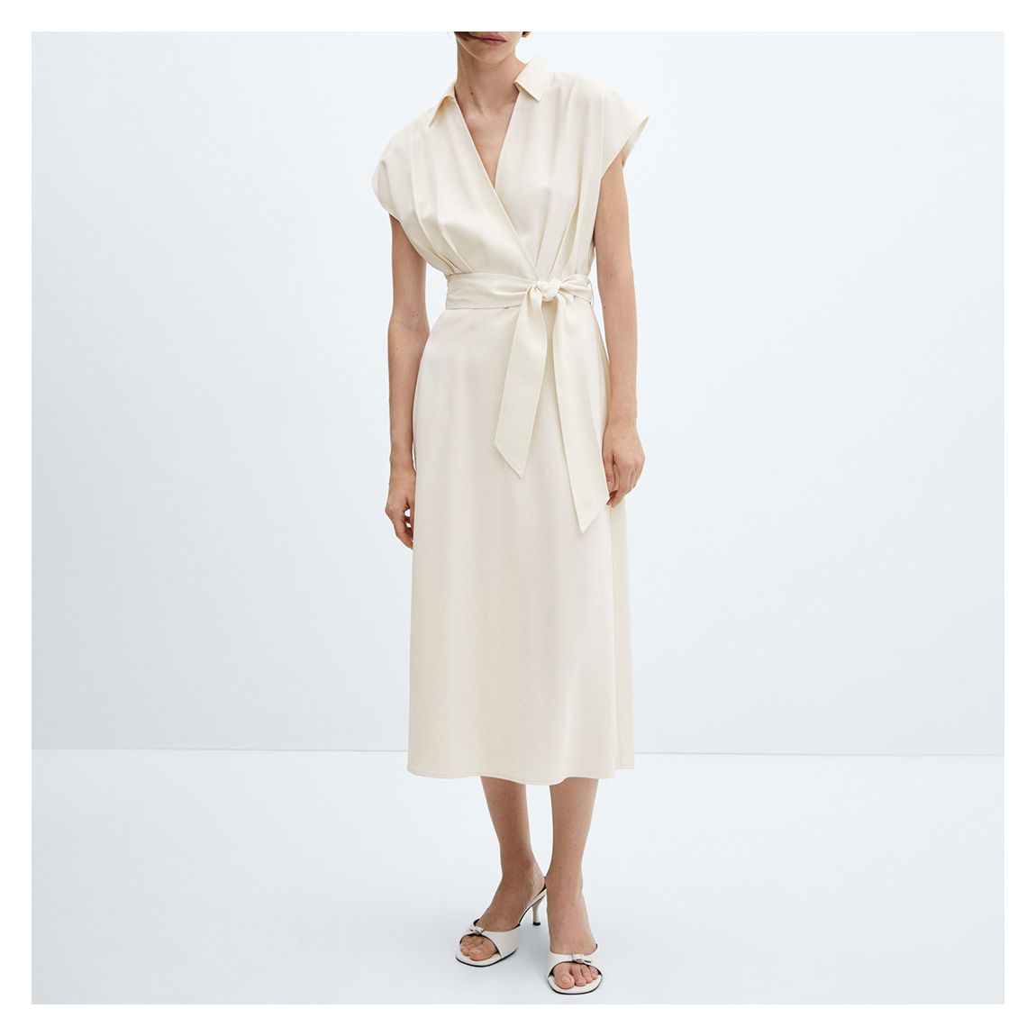 Ivory Cap Sleeve Wrap Dress main product photo