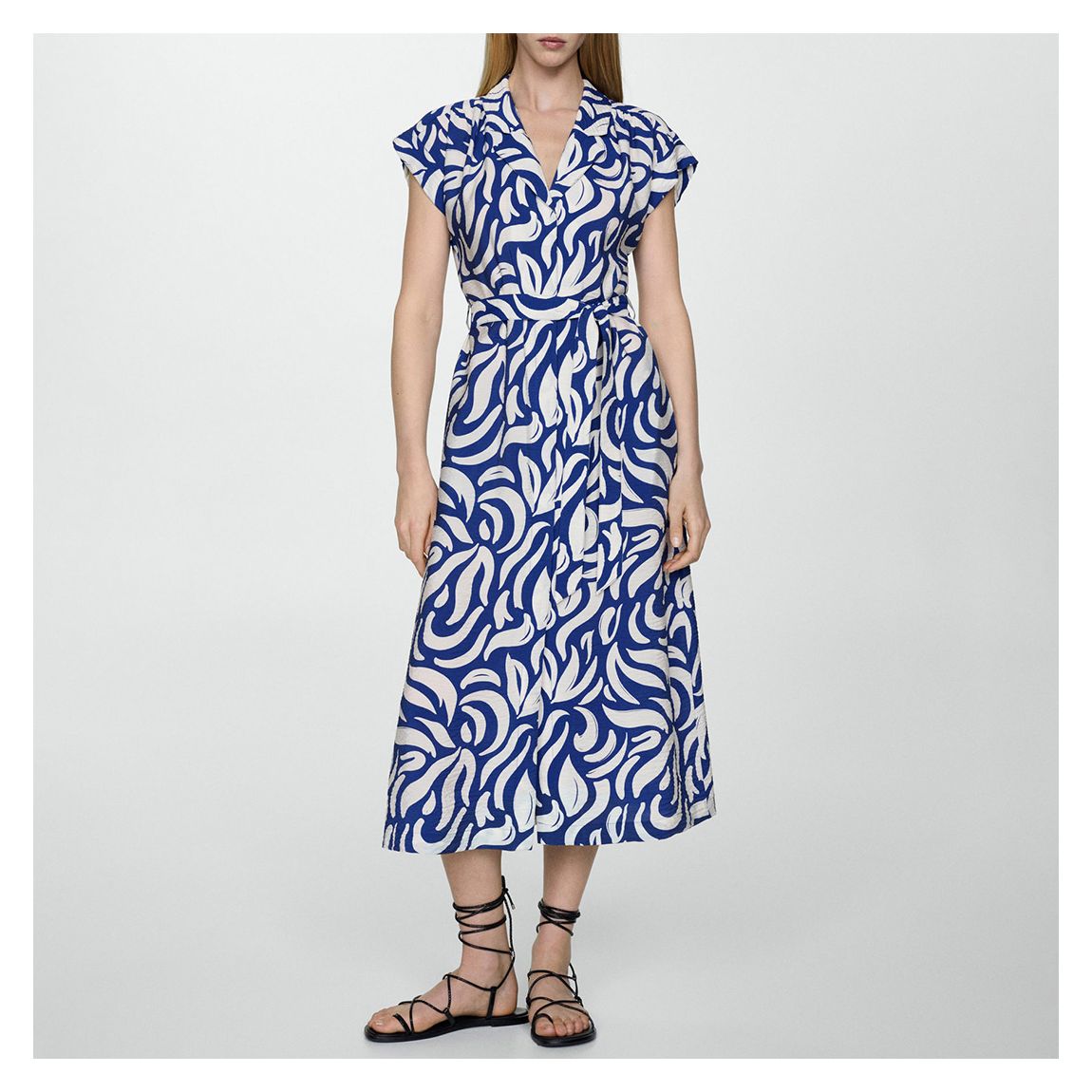 Blue Textured Printed Shirt Dress main product photo