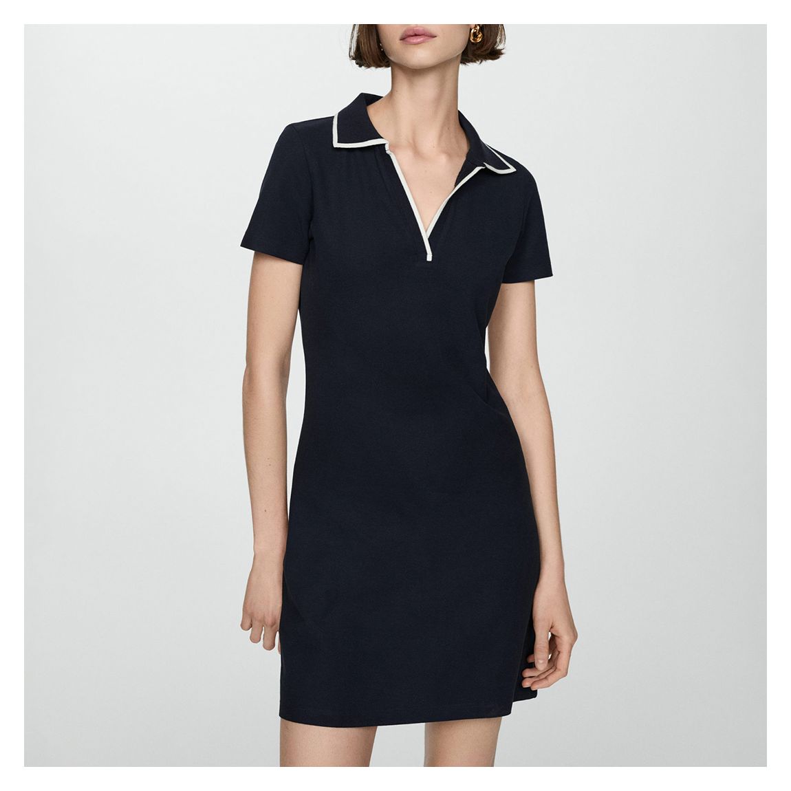 Navy Contrast Polo Collar Dress main product photo