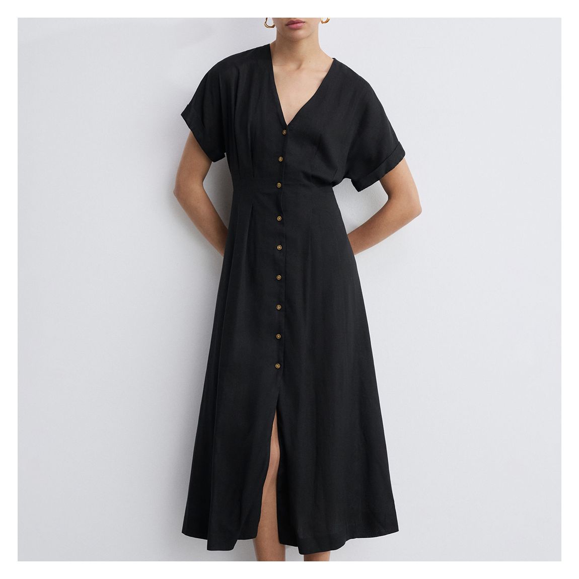 Black Button Through Maxi Dress main product photo