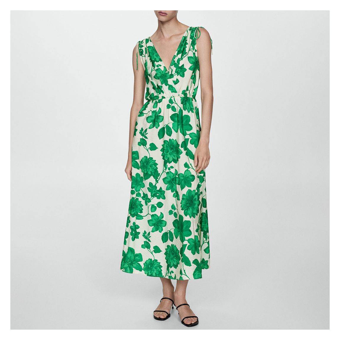 Green Floral V-Neck Maxi Dress main product photo