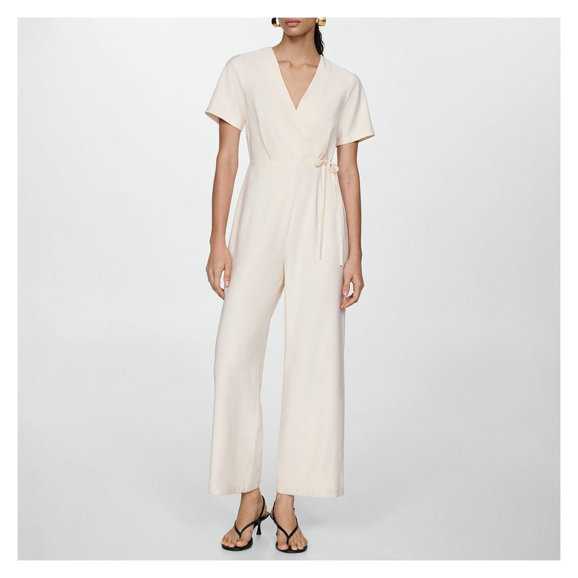Ivory V-Neck Wrap Jumpsuit main product photo