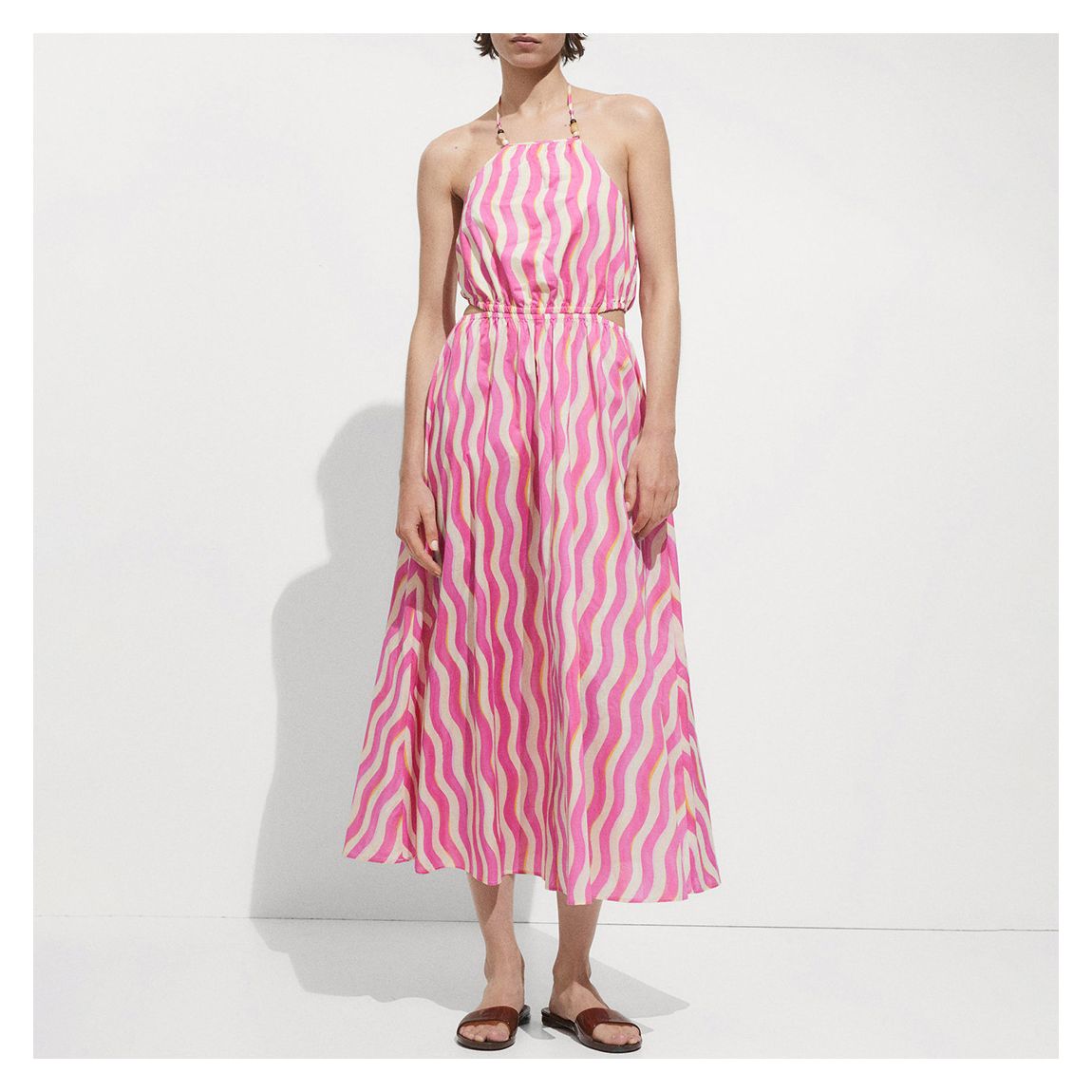 Pink Printed Cutout Midaxi Dress main product photo