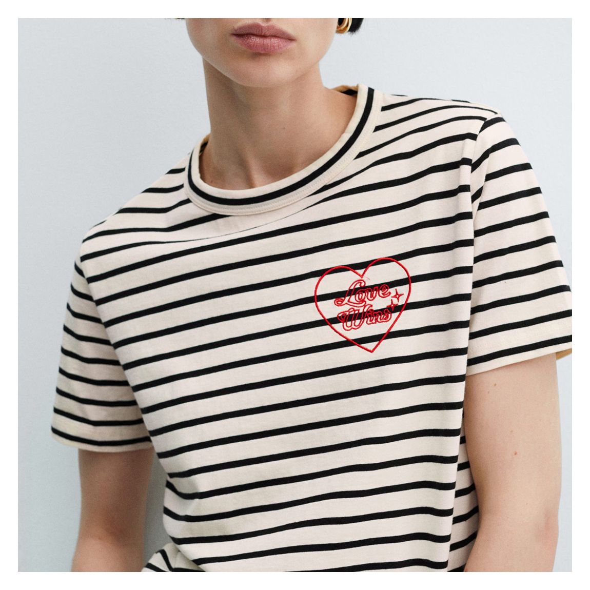 Ecru/Black Message Stripe Tee main product photo
