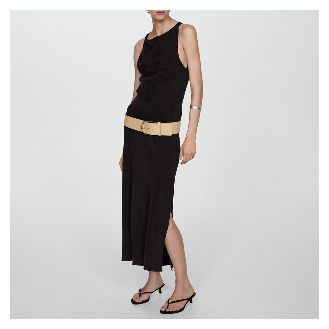 Black Asymmetric Neck Maxi Dress main product photo