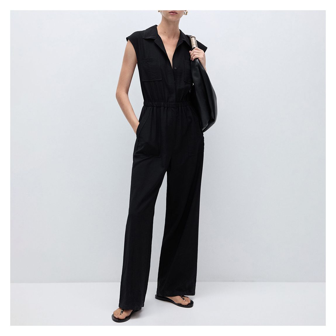 Black Drop Shoulder Jumpsuit main product photo