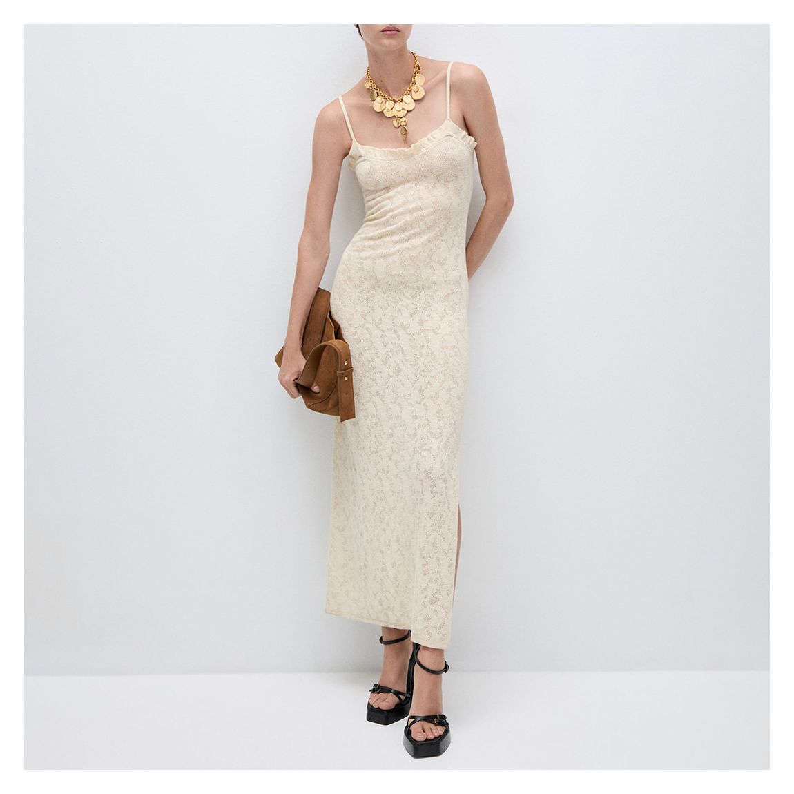 Ivory Open Weave Midaxi Dress main product photo
