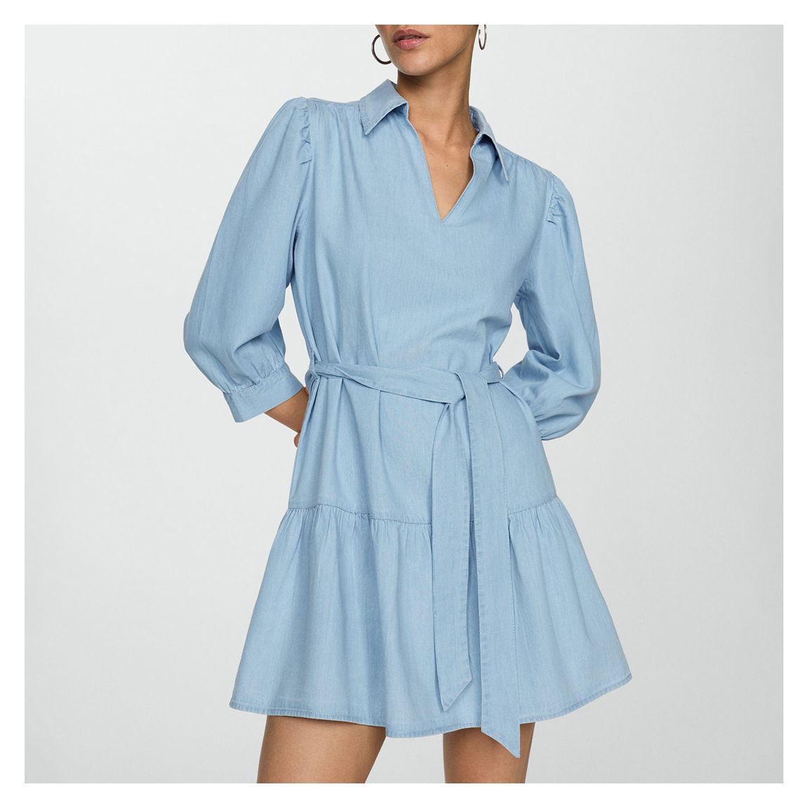 Powder Blue Tiered Mini Dress main product photo