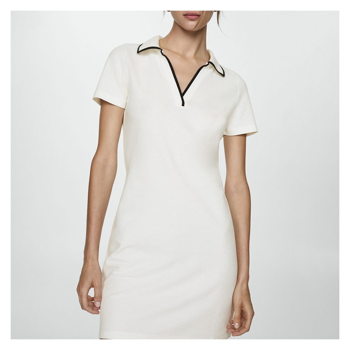 White Contrast Polo Collar Dress main product photo