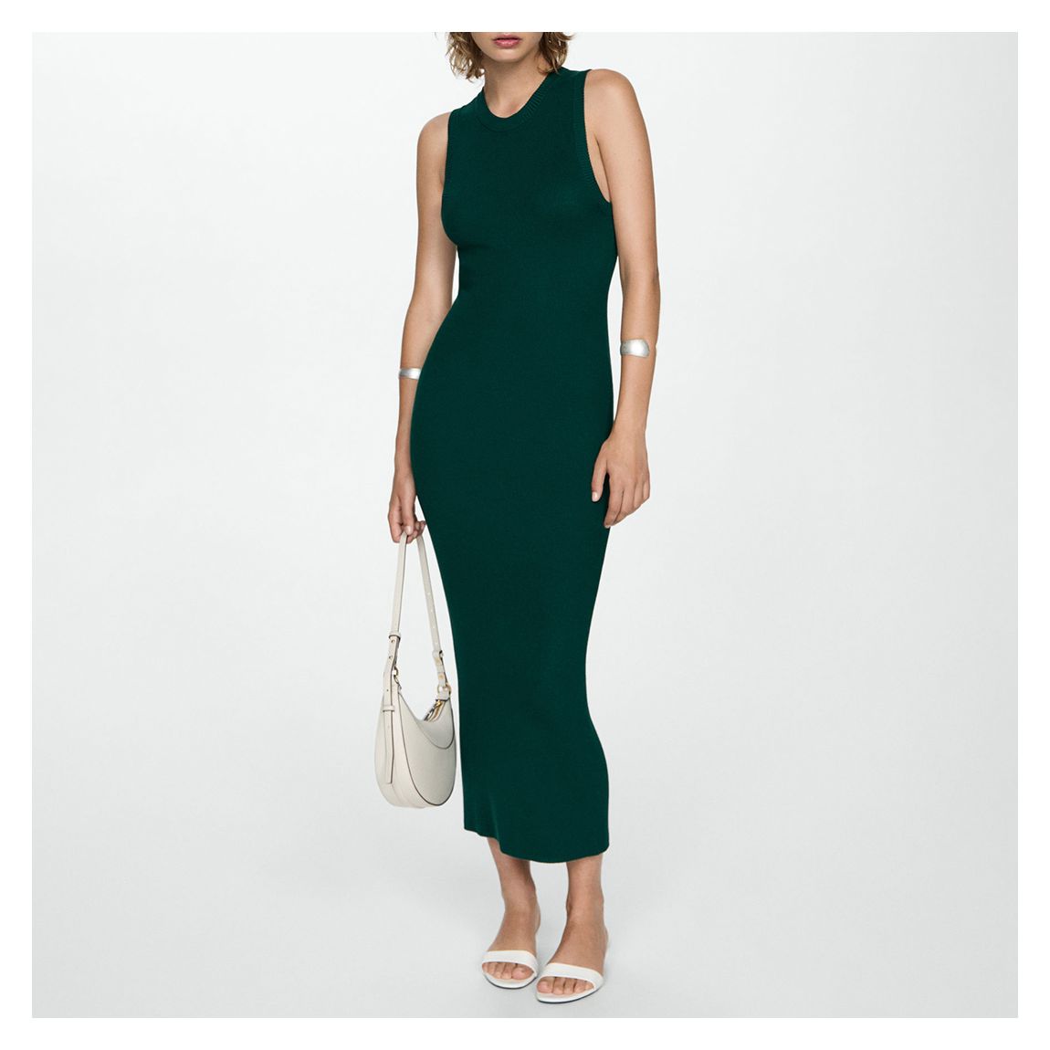 Hunter Green Knitted Midaxi Dress main product photo