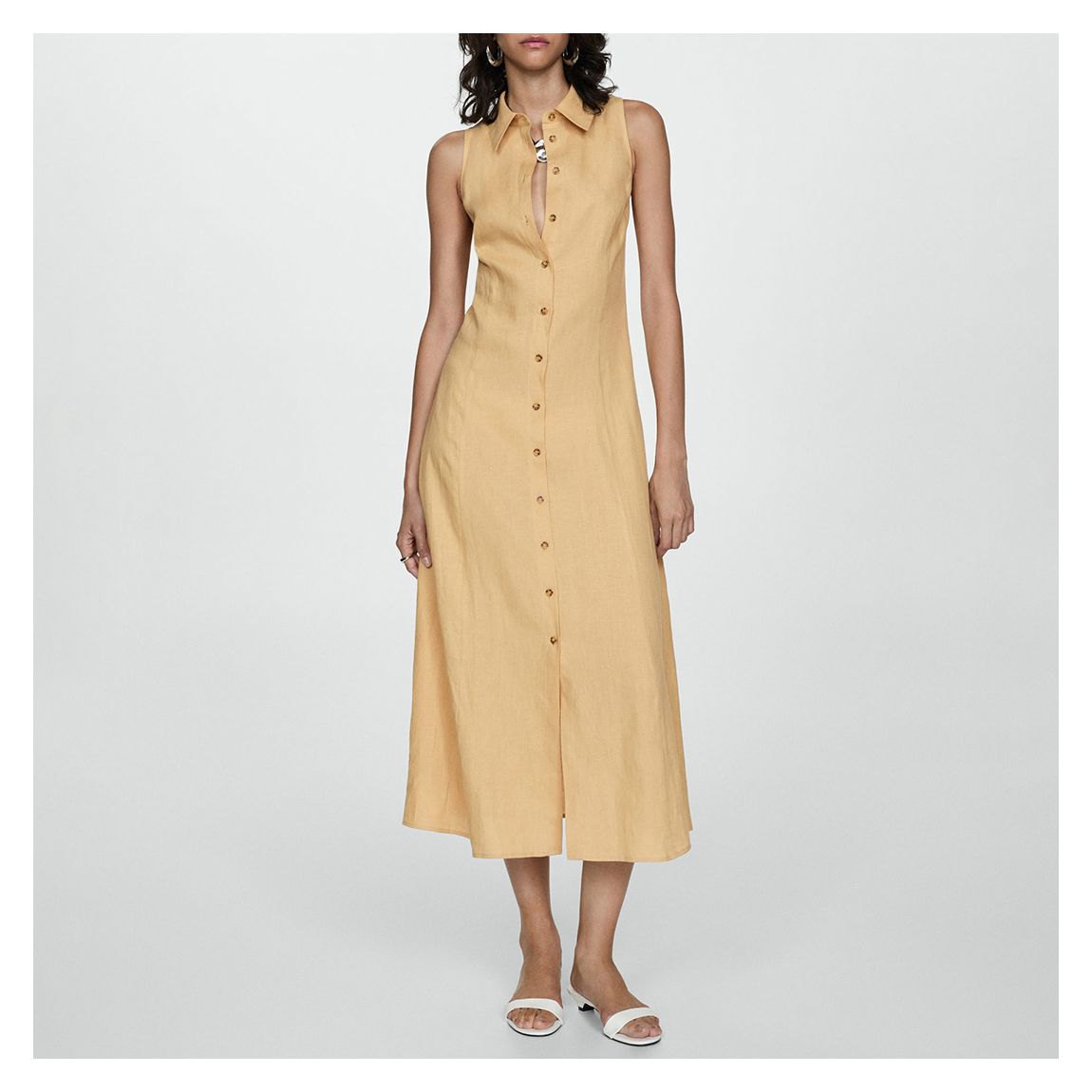 Mustard Linen Blend Shirt Dress main product photo