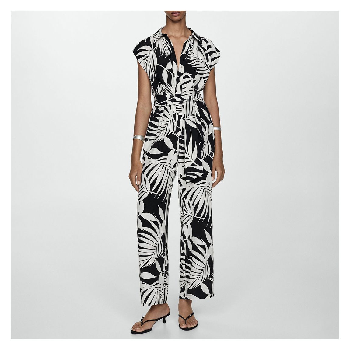 Black Printed Bow Jumpsuit main product photo