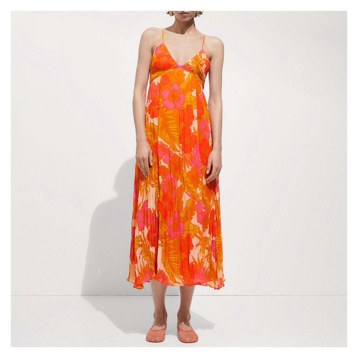 Orange Floral Floaty Maxi Dress main product photo