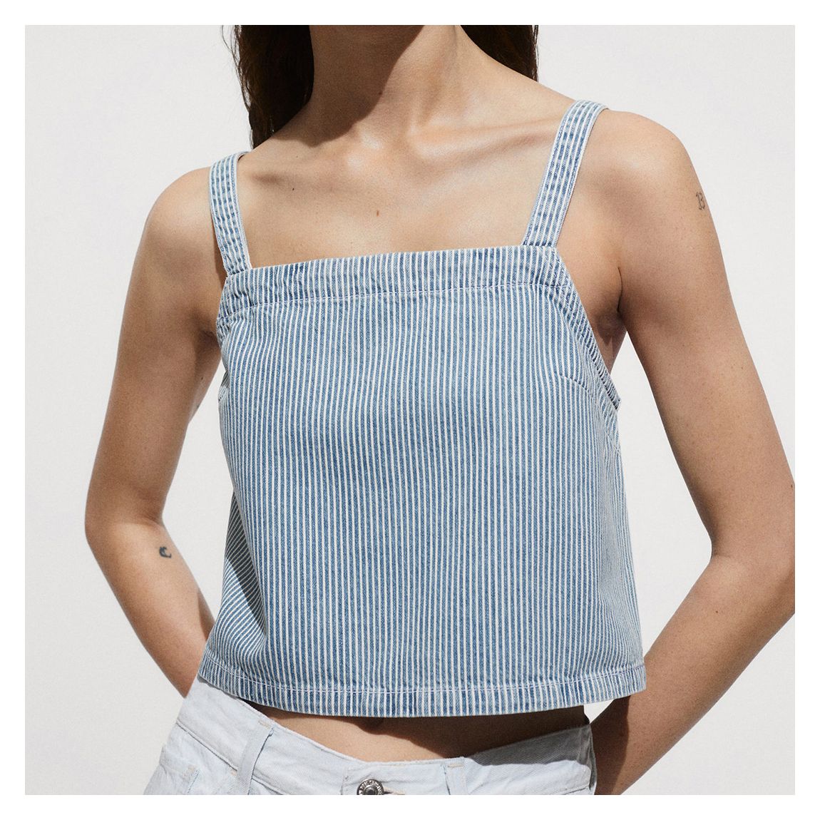 Mid Blue Striped Denim Top main product photo