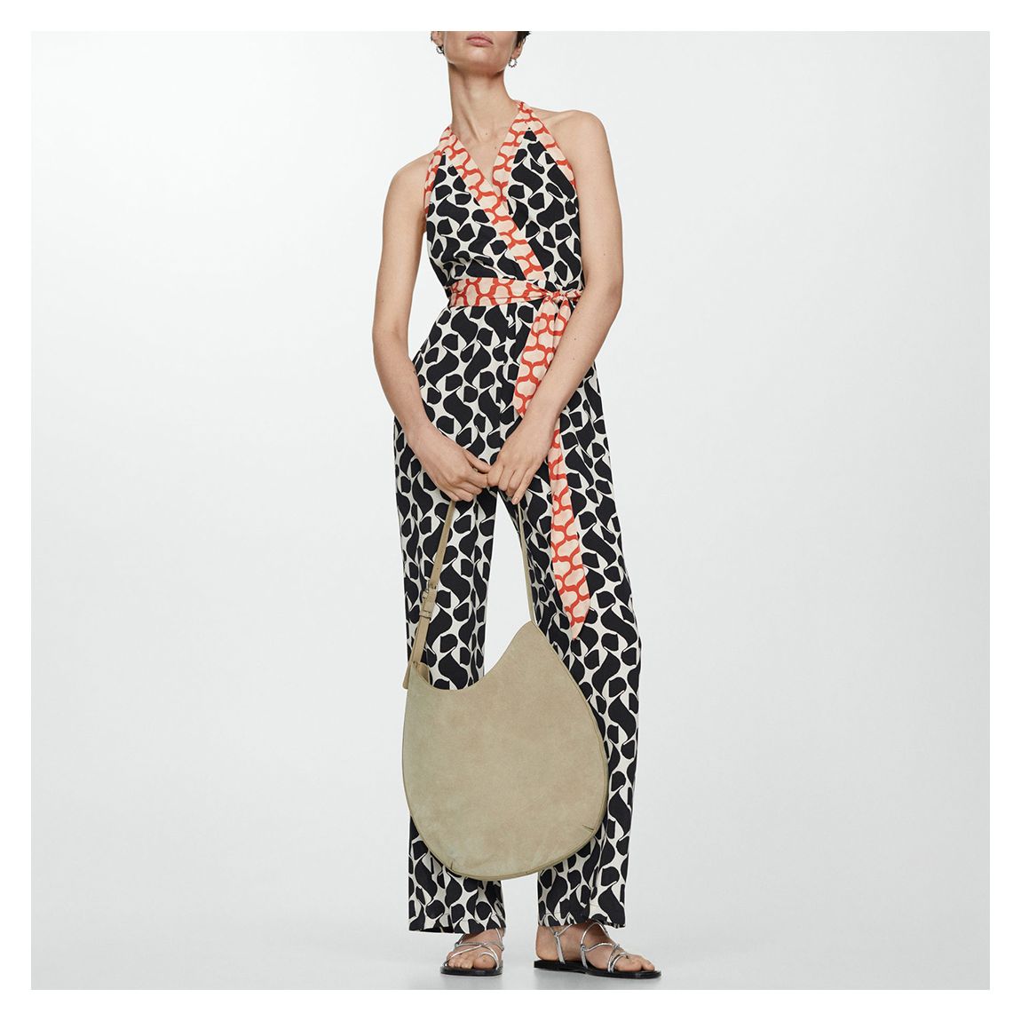 Black Printed Halter neck Jumpsuit main product photo