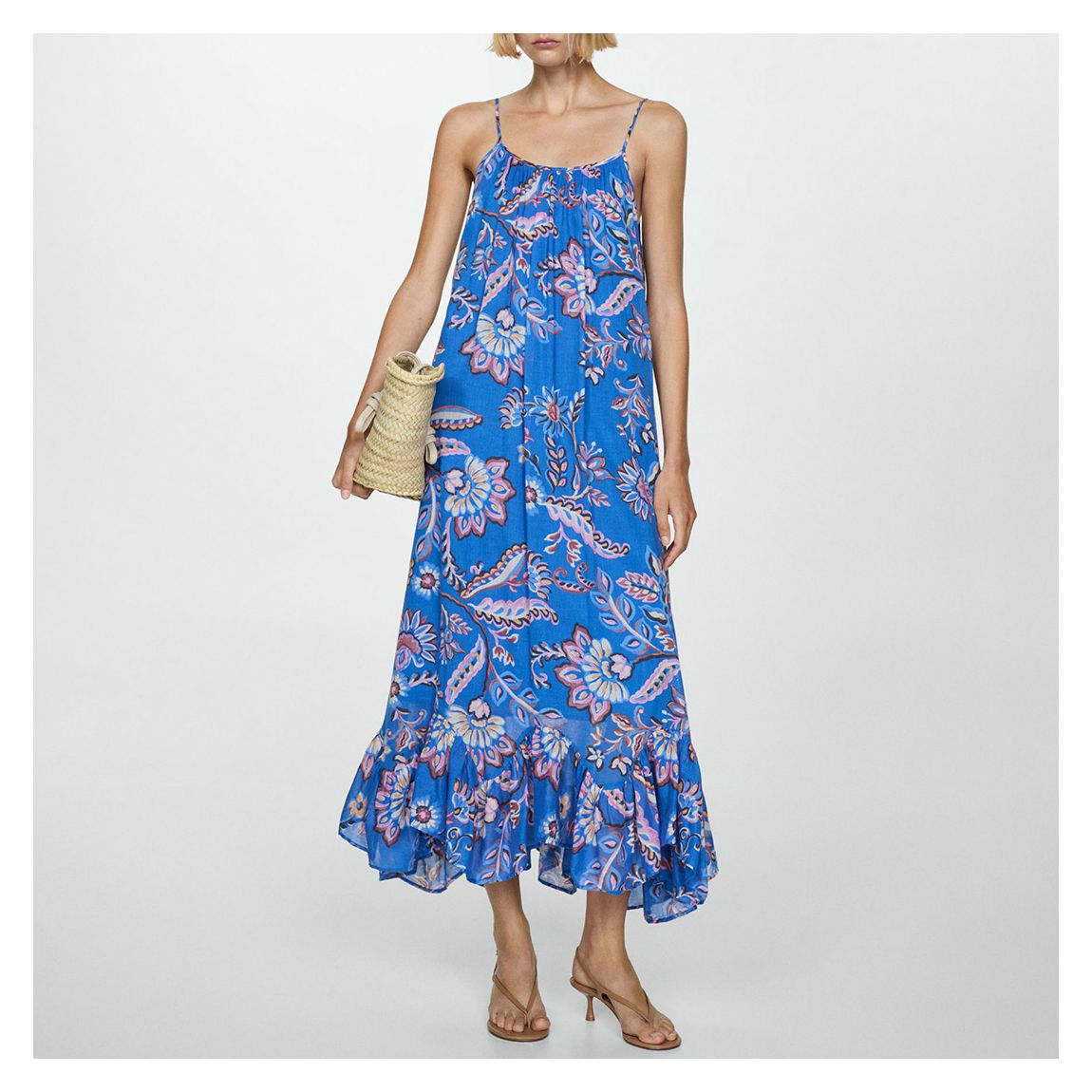 Cobalt Printed Ruffle Hem Dress main product photo