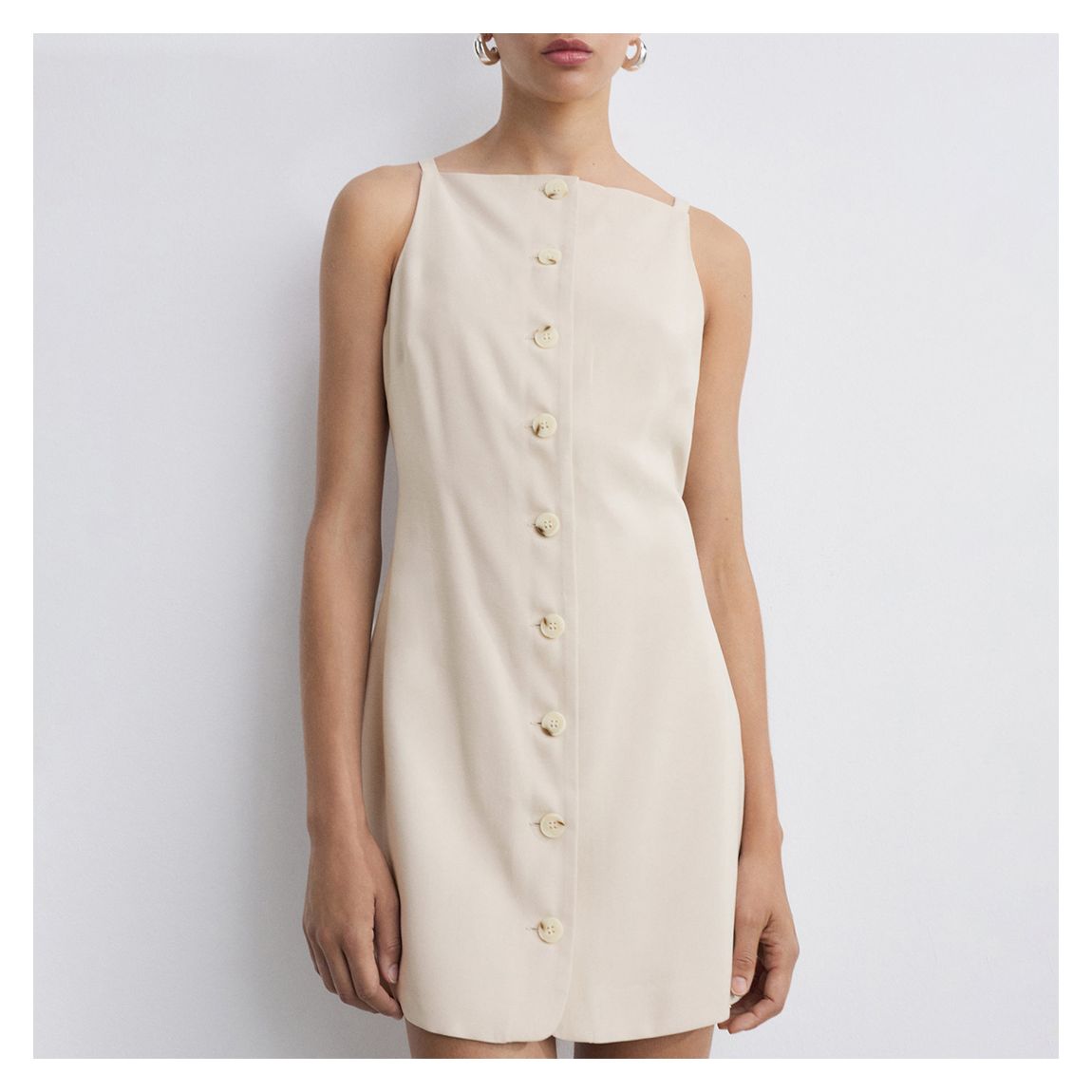 Ivory Button Through Mini Dress main product photo