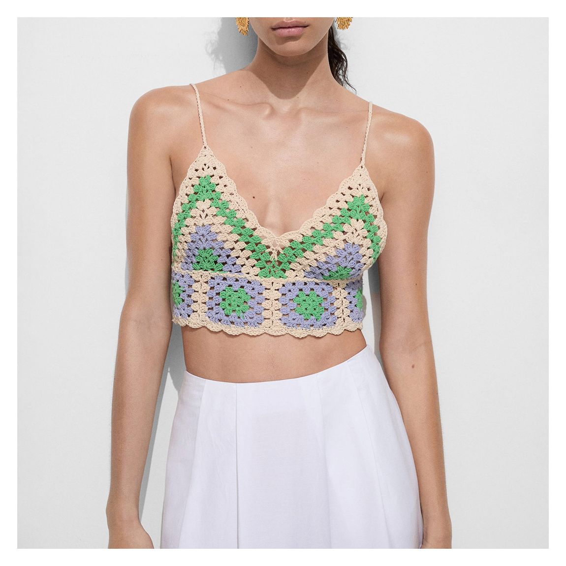 Multi Crochet V-Neck Crop Top main product photo