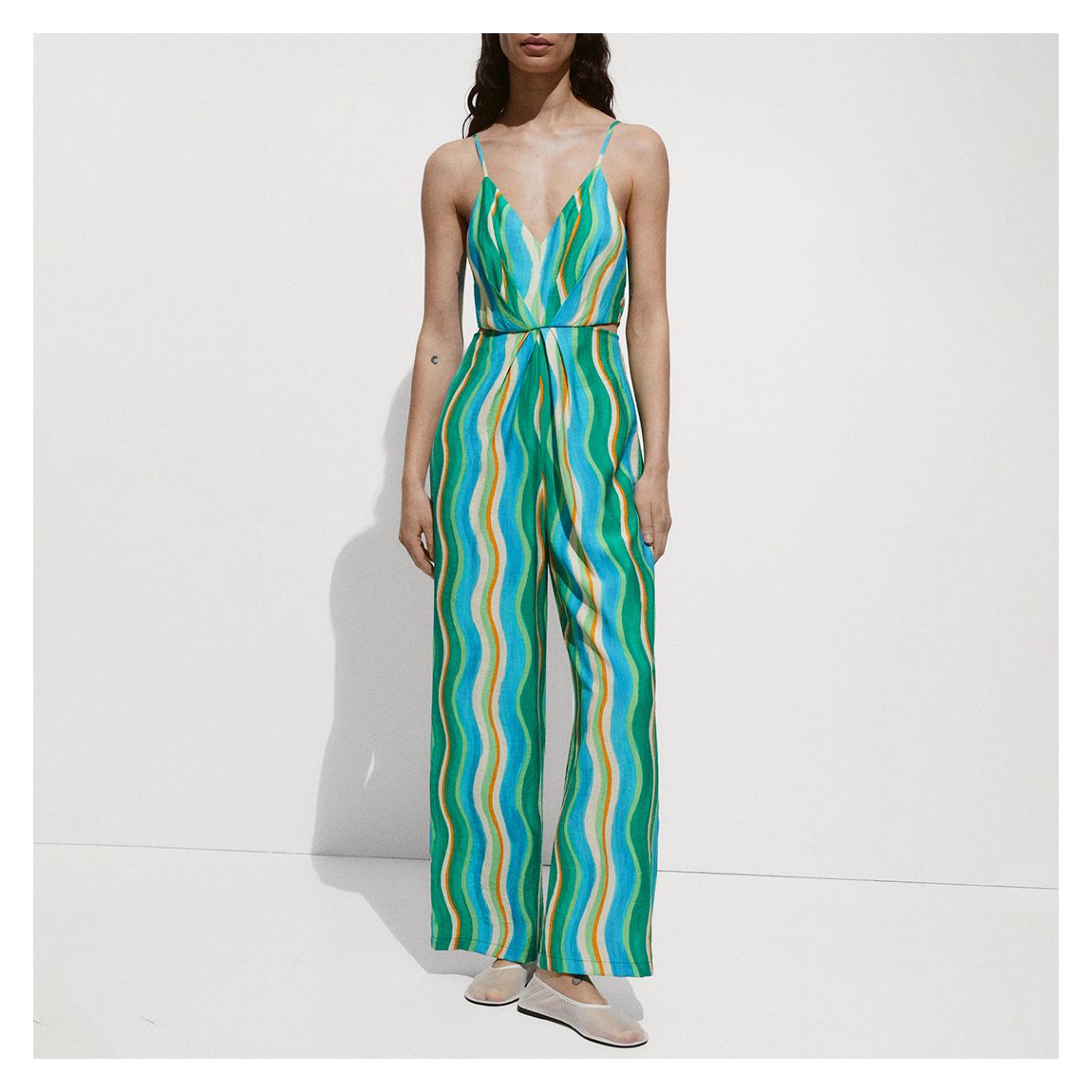 Aqua Printed V-Neck Jumpsuit main product photo