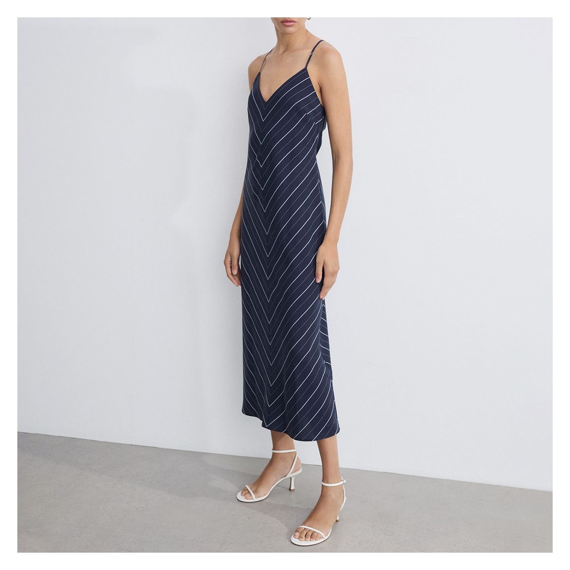 Navy Chevron Halter neck Midaxi Dress main product photo