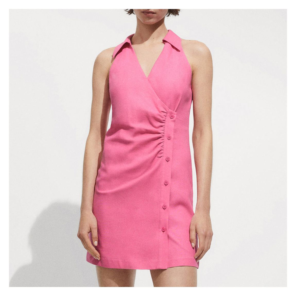 Bright Pink Button Down Mini Dress main product photo