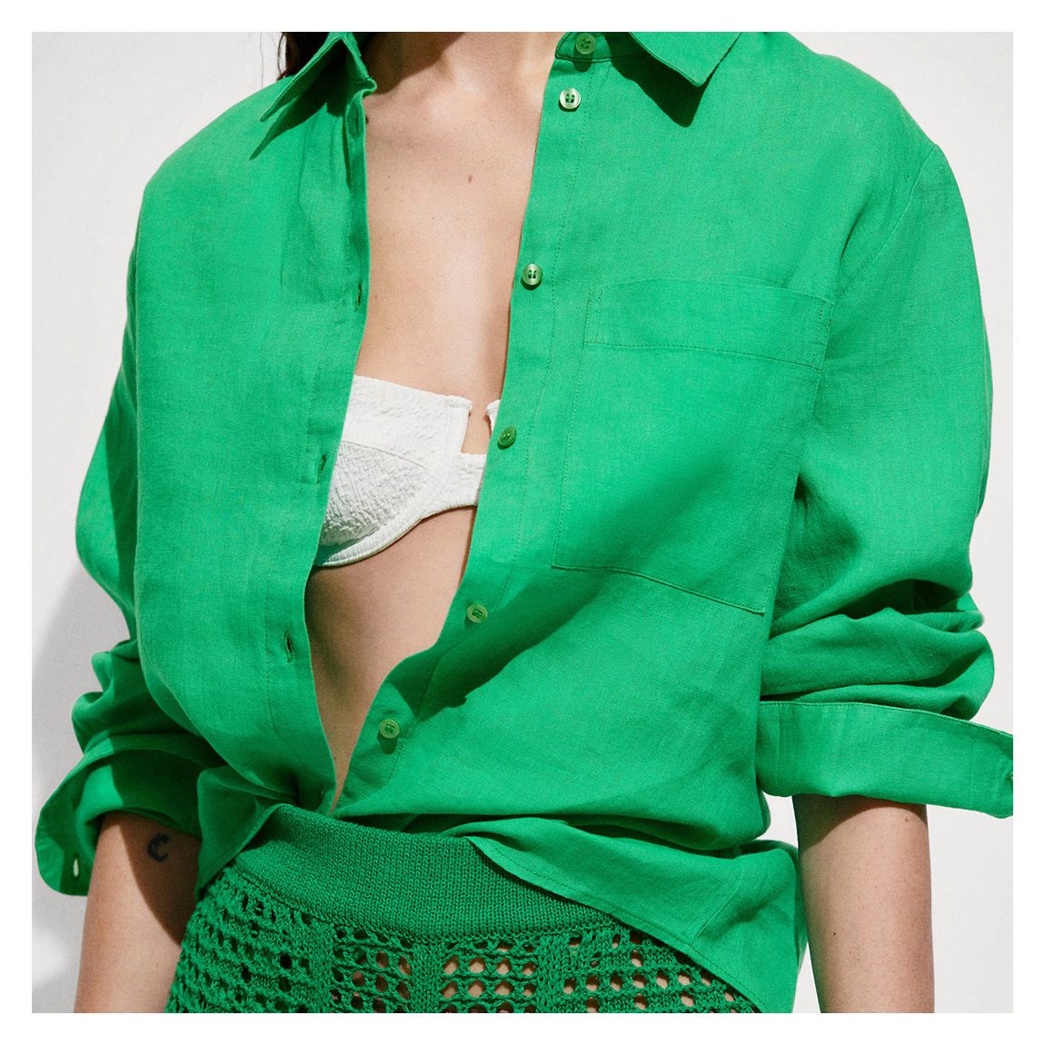 Emerald Linen Oversized Shirt main product photo