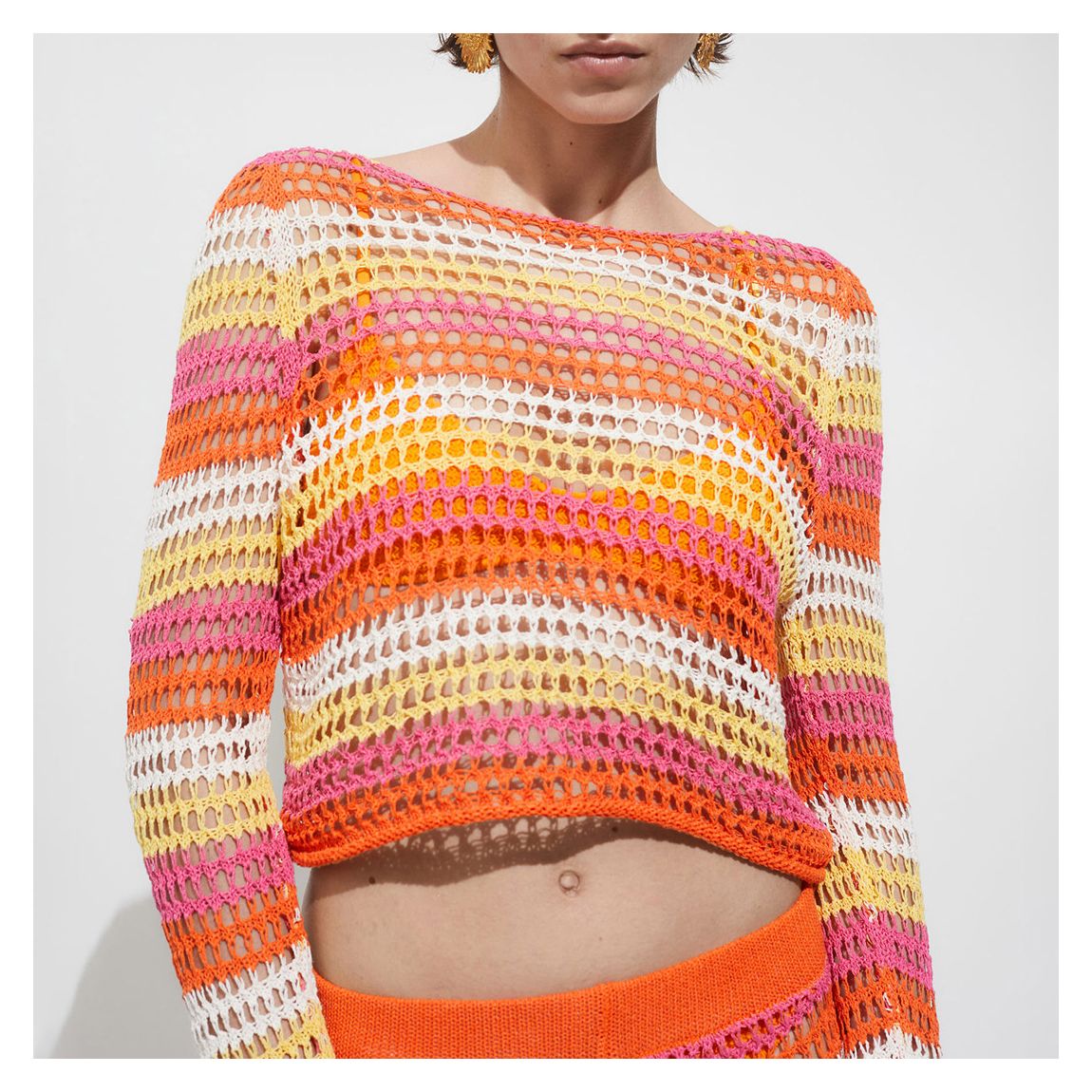 Orange Multi Crochet Sweater main product photo