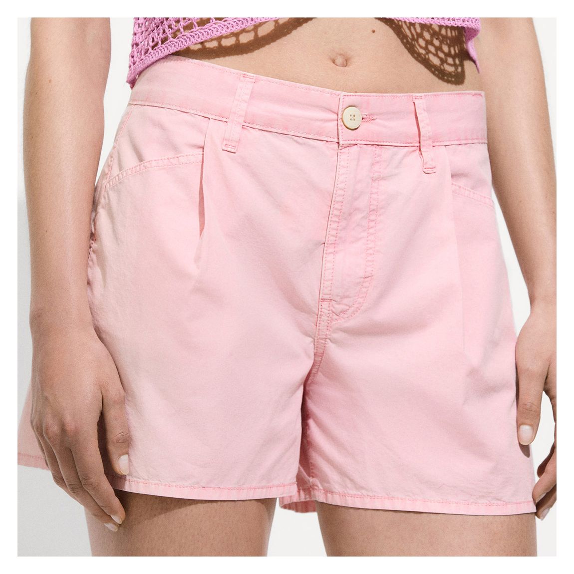 Pastel Pink Straight Shorts main product photo