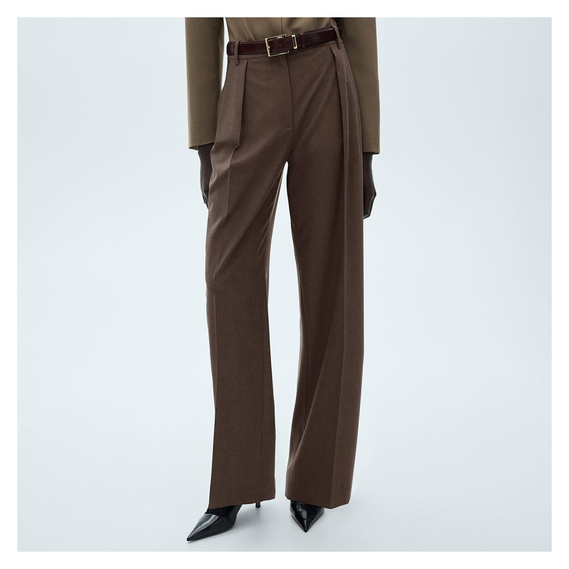 Brown Straight Leg Pleated Trouser main product photo