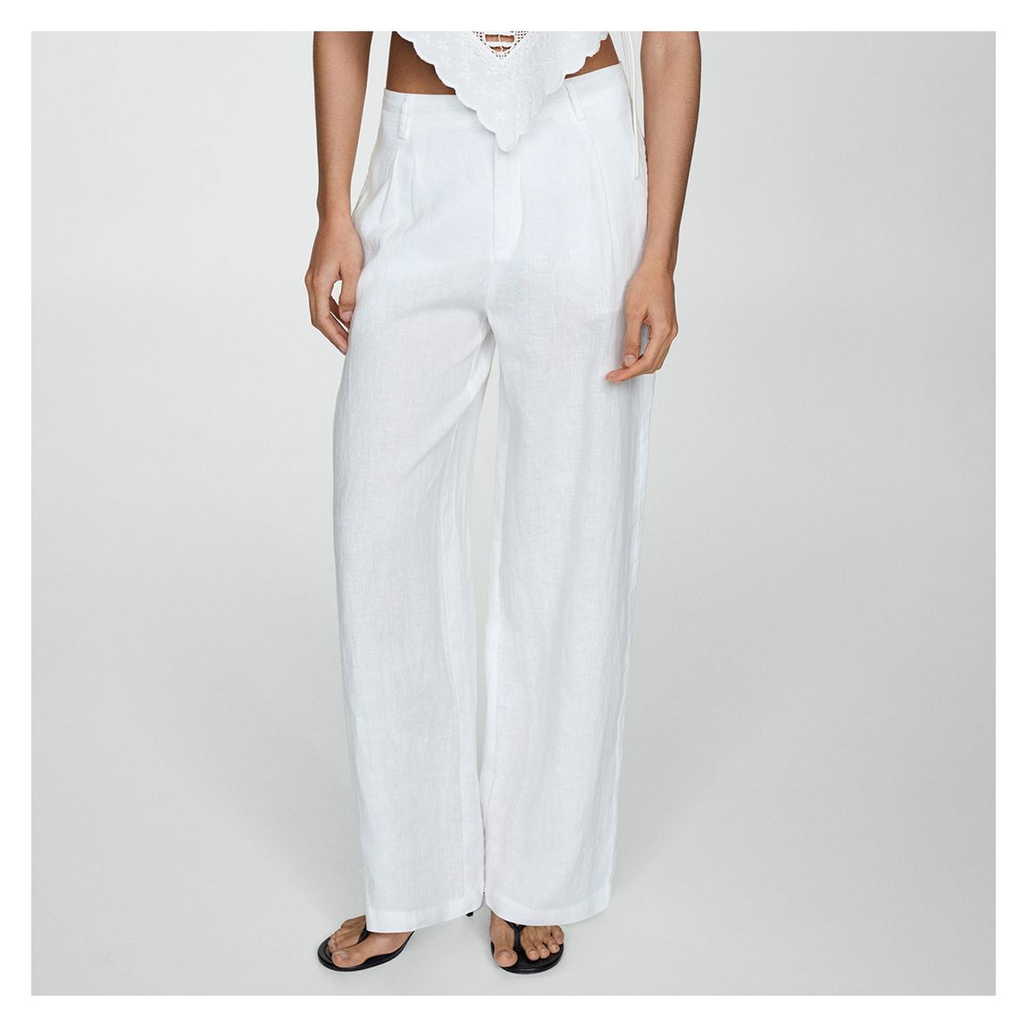White Pleated Mid Rise Trouser main product photo