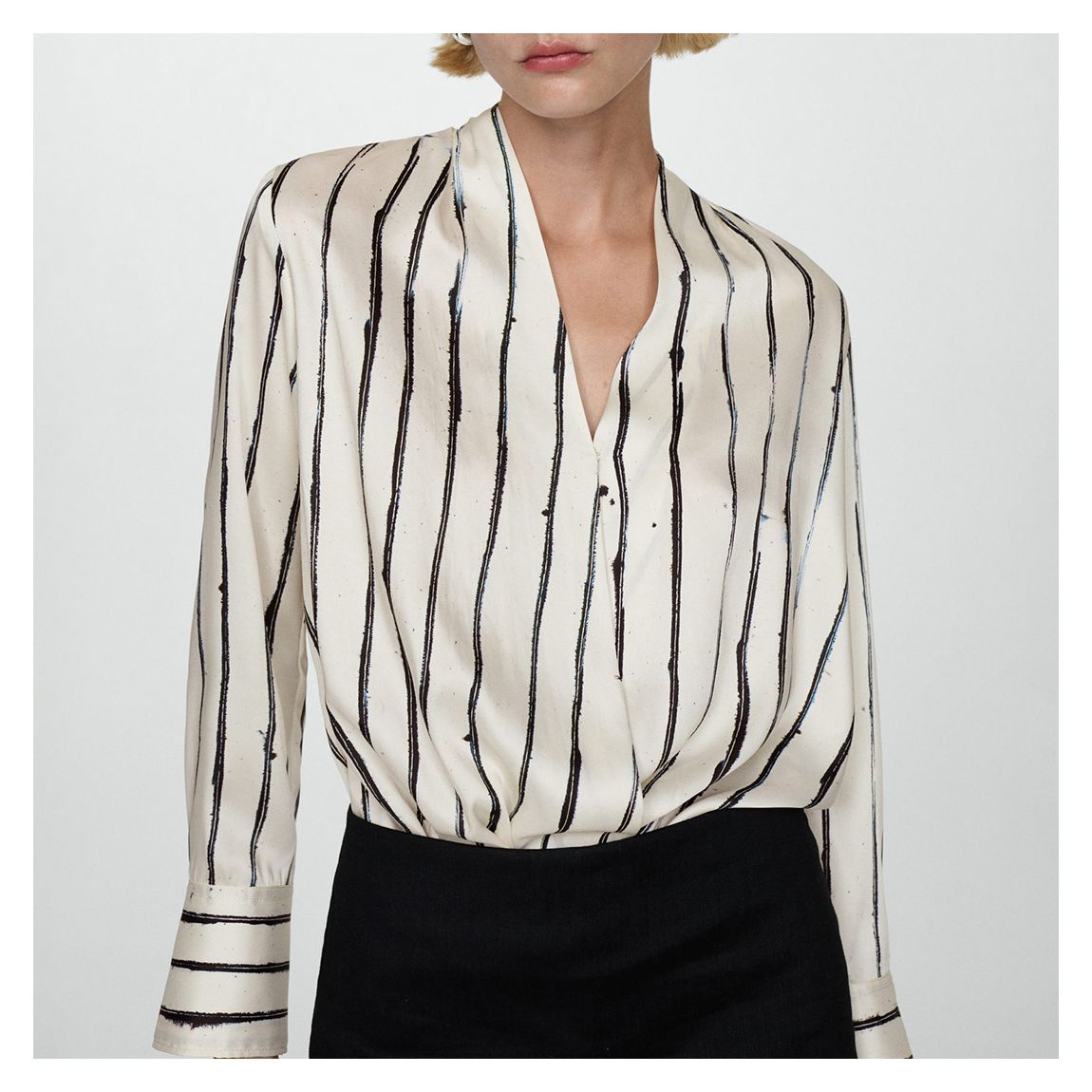 White Striped Wrap Blouse main product photo
