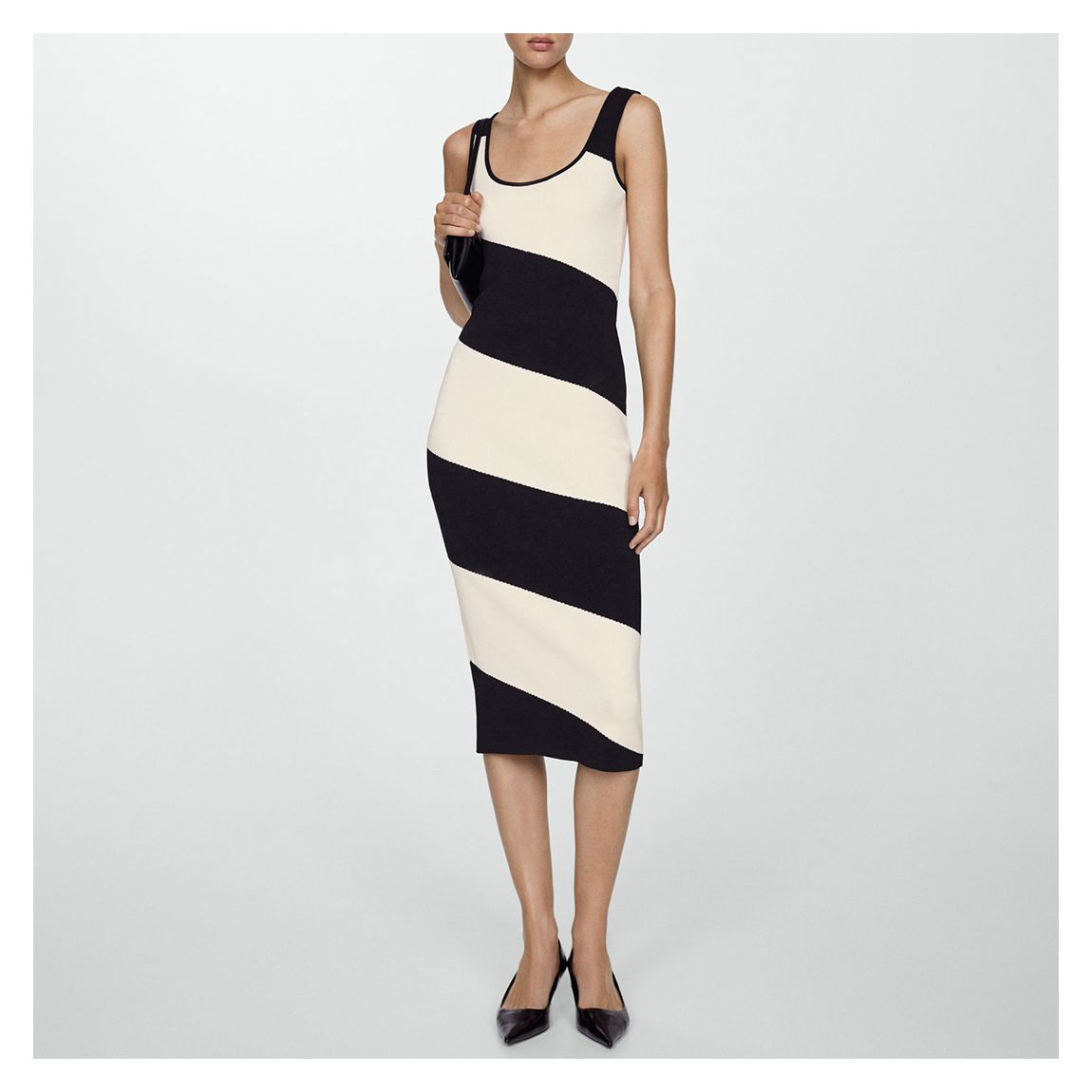 Black Diagonal Stripe Midi Dress main product photo
