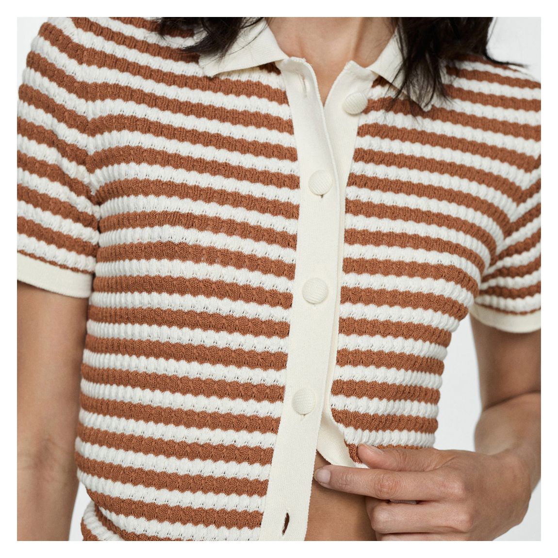 Brown/Cream Stripe Top main product photo