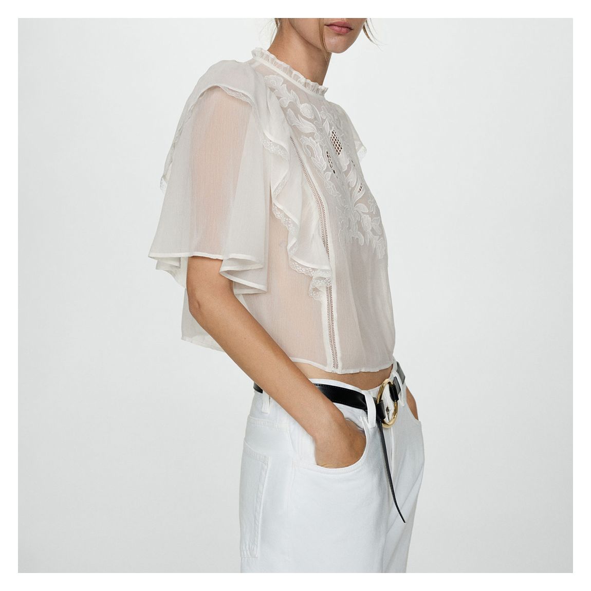 Ivory Fluid Lacey Blouse main product photo