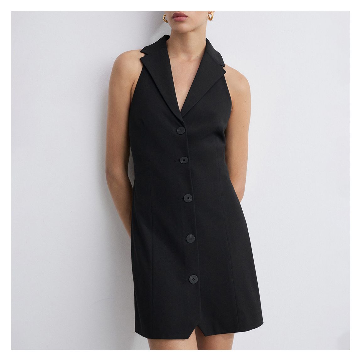 Black Tailored Lapel Mini Dress main product photo