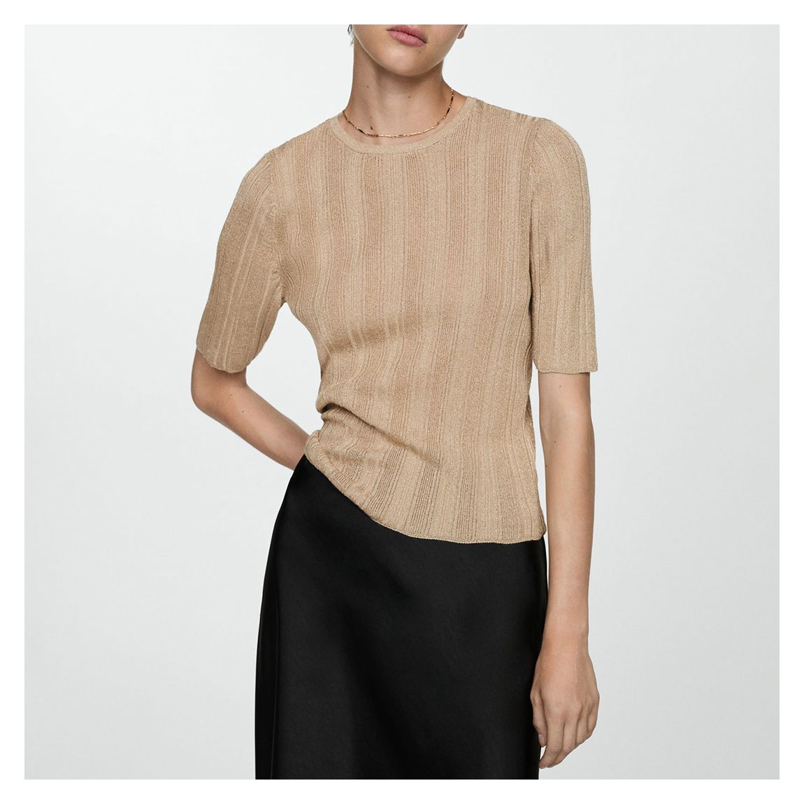 Camel Lurex Knitted Top main product photo