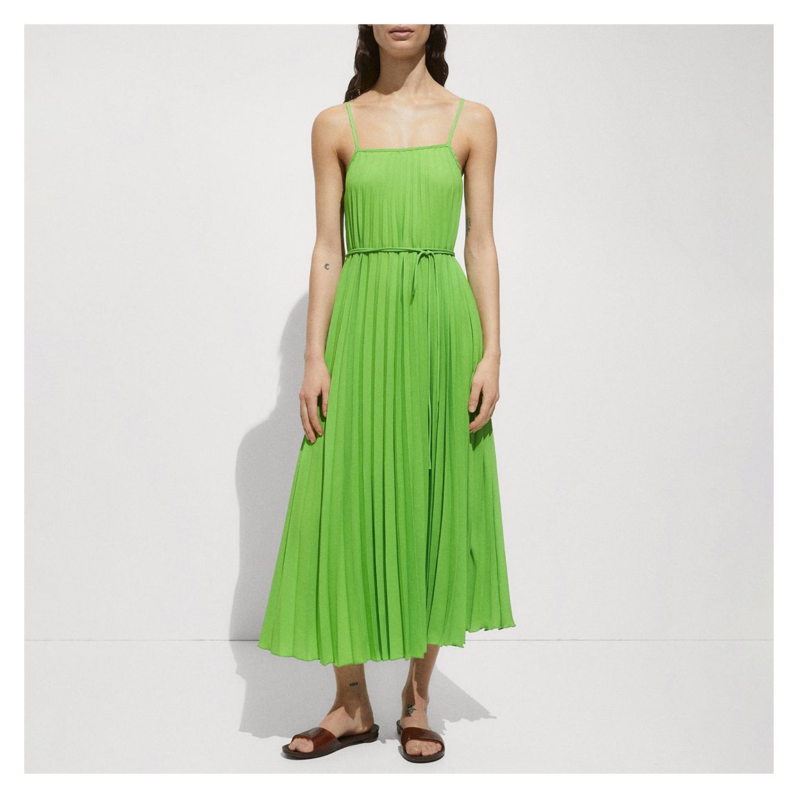 Lime Pleated Floaty Midaxi Dress main product photo