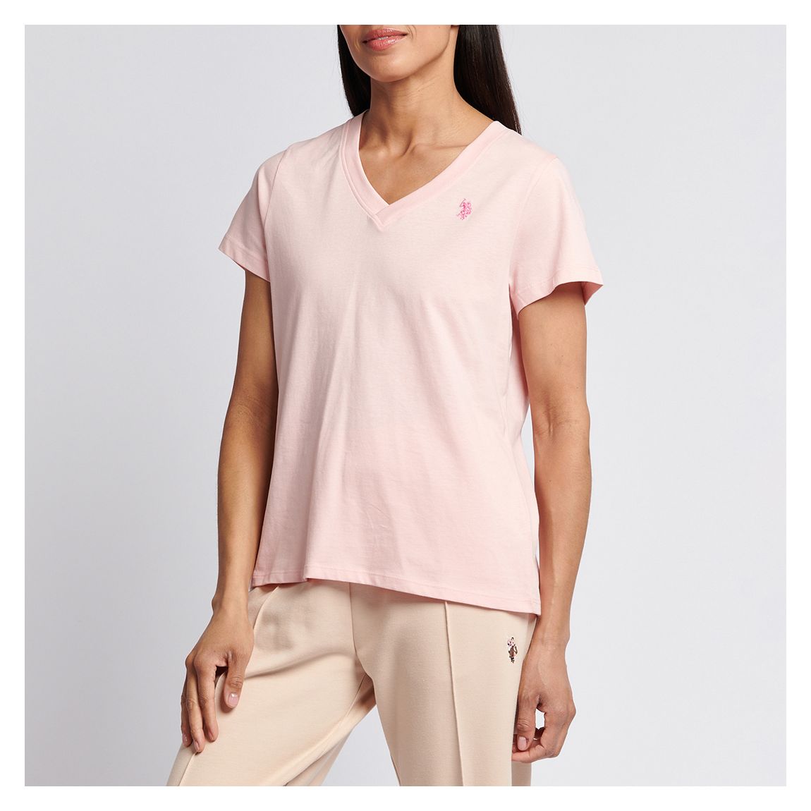 Pink V-Neck Cotton Tee main product photo