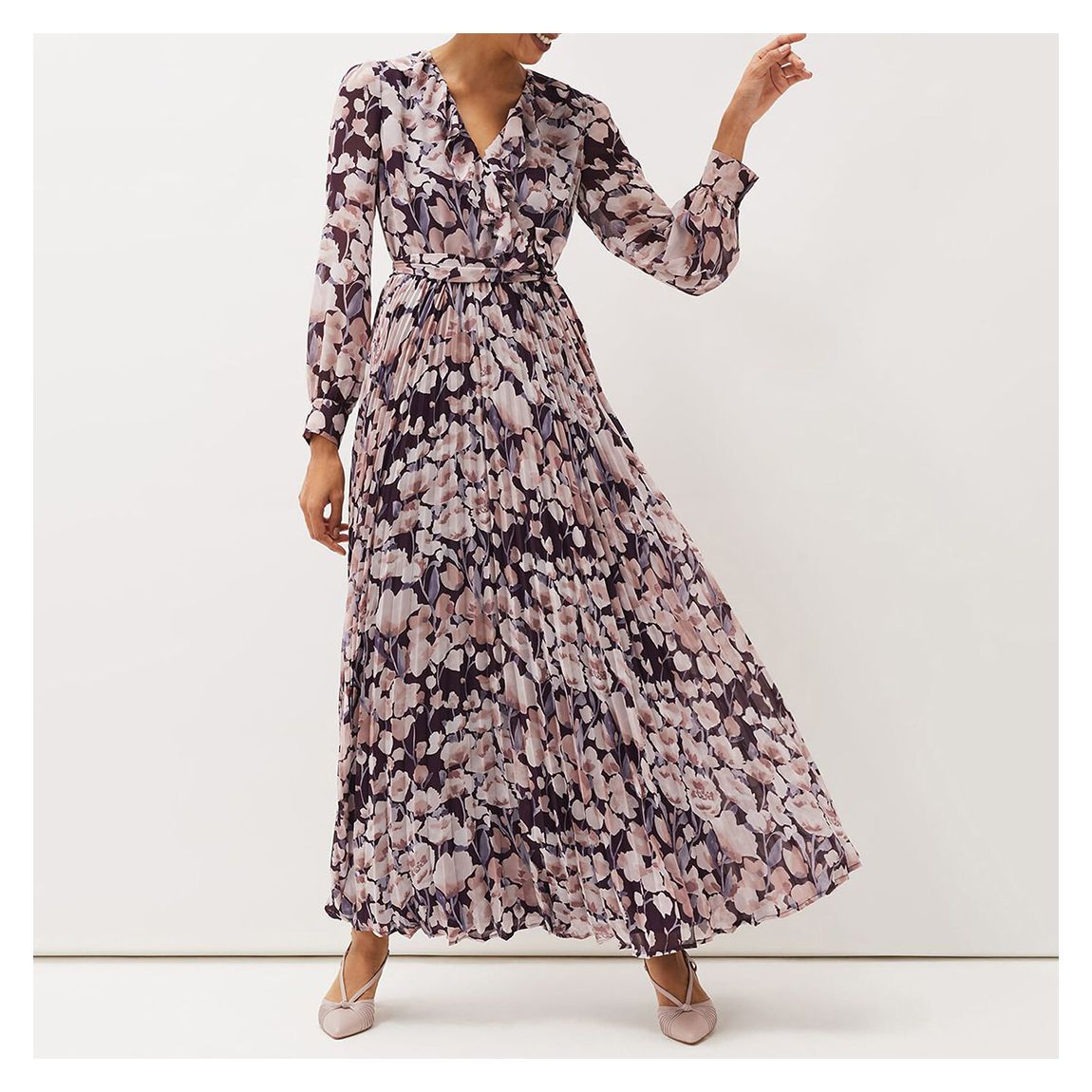 Multi Fredrika Floral Frill Pleated Maxi Dress main product photo