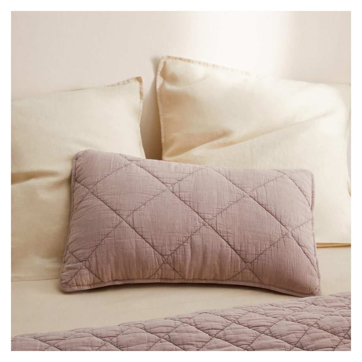 Padded Rectangle Cotton Cushion Case, Pink main product photo